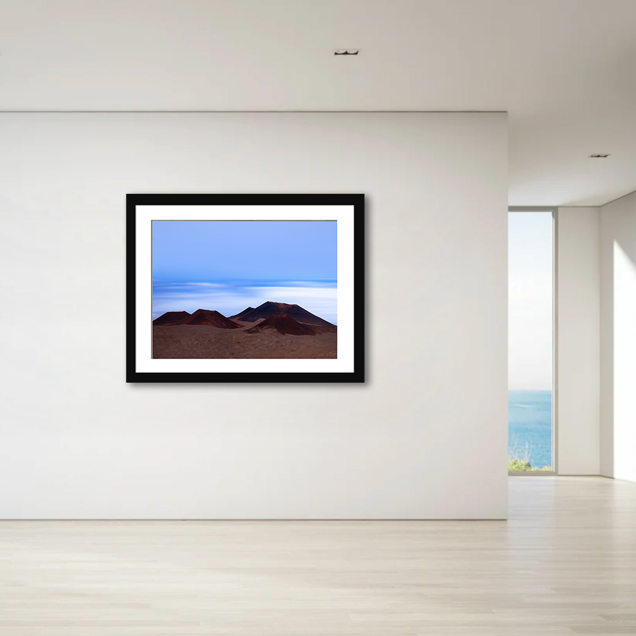 Experience Mauna Kea’s summit through a reserved lens, presenting a fine art print that quietly yet effectively communicates the essence of the Big Island’s allure.