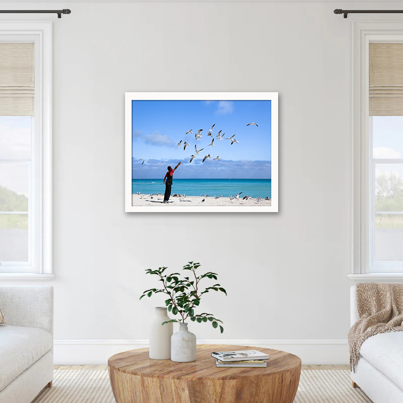 Immerse in the vibrant energies of Miami Beach, captured in a moment where man meets nature